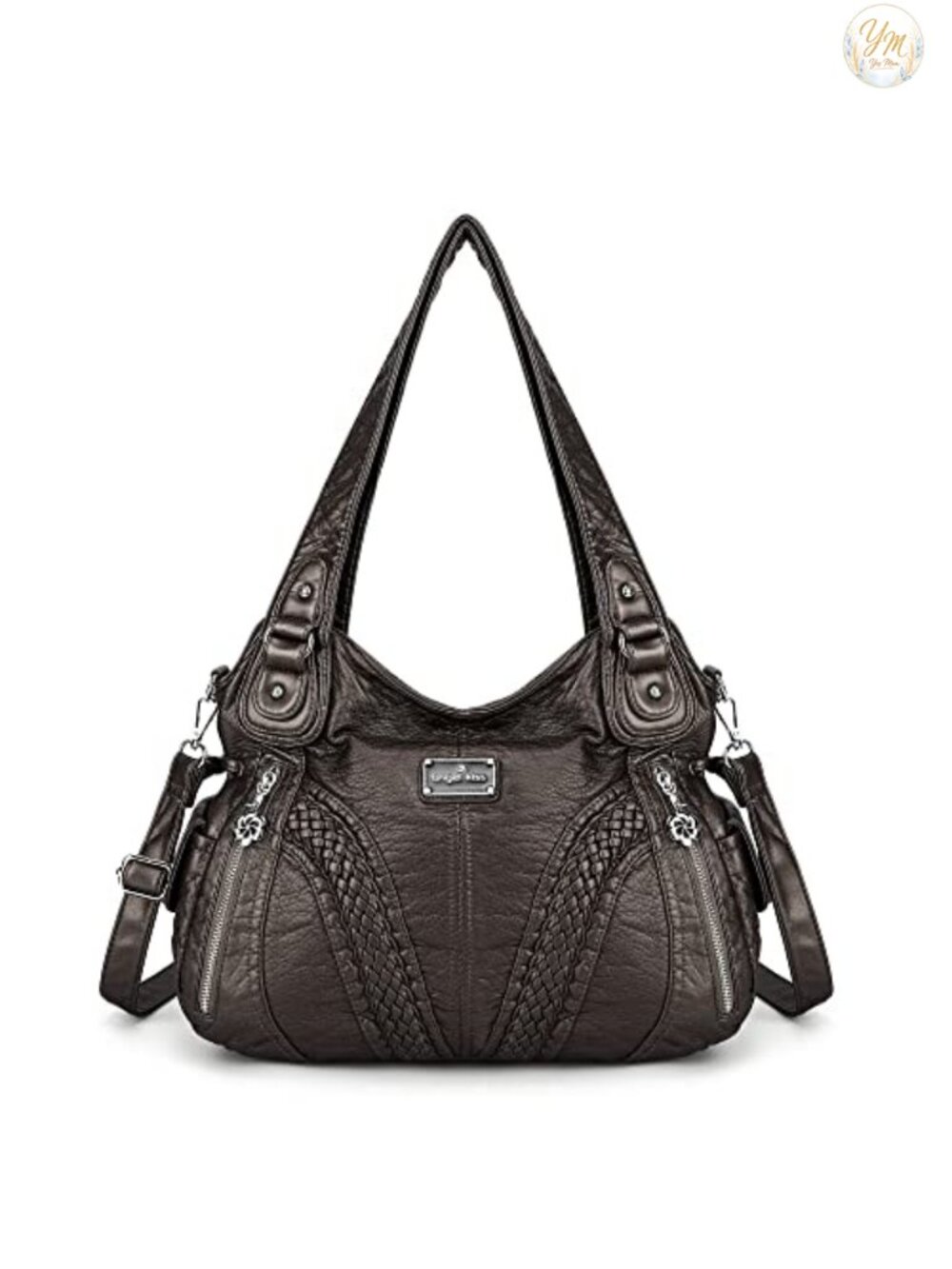 Washed PU Leather Tote Bag Top Handle Satchel Shoulder Purse Crossbody
